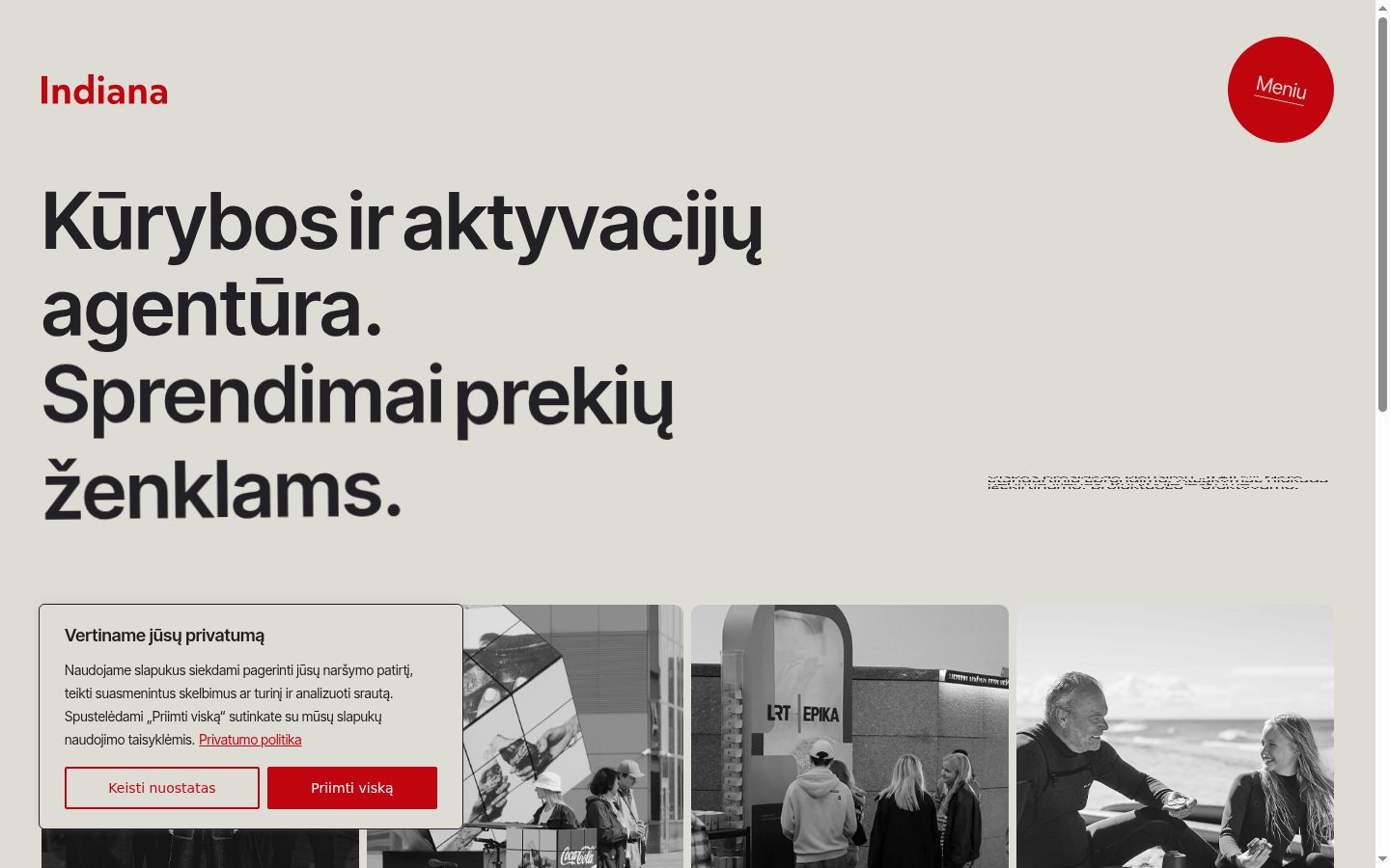 Posnetek zaslona pasice za privolitev, prikazane pred kakršno koli interakcijo
