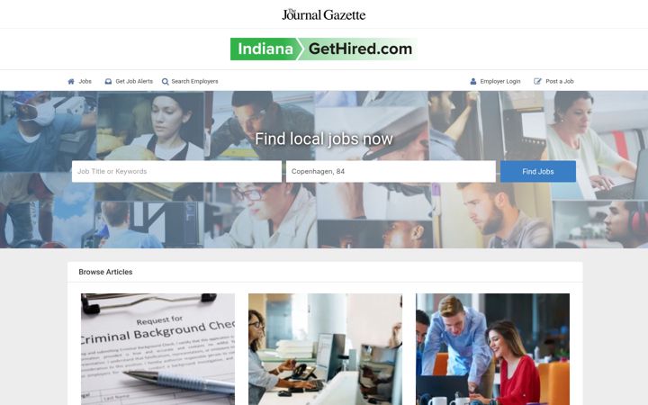 Screenshot of indianagethired.com
