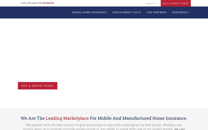 Screenshot of indianamobilehomeinsurance.com