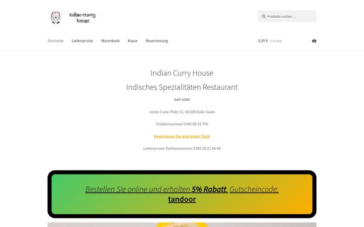 Screenshot of indiancurryhouse-halle.de