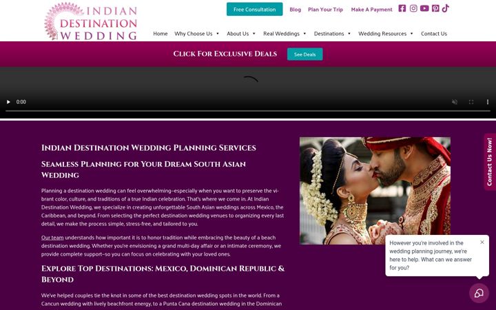 Screenshot of indiandestinationwedding.com