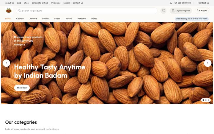 Skärmbild av indiandryfruit.in