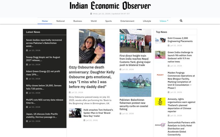 Kuvakaappaus sivustosta indianeconomicobserver.com
