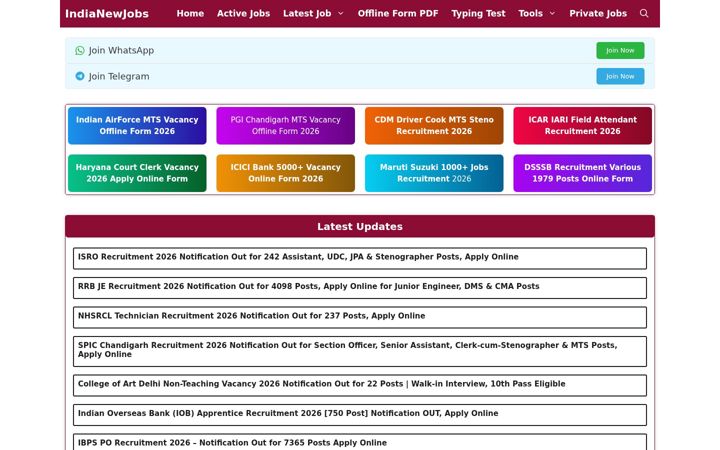 Screenshot of indianewjobs.com