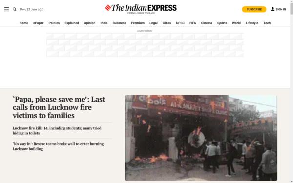 Screenshot of indianexpress.com