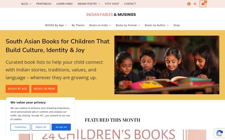 Screenshot van indianfablesandmusings.com