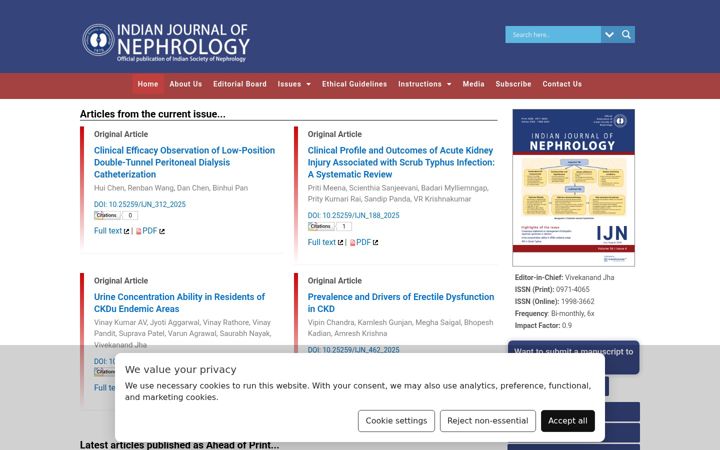 Screenshot of indianjnephrol.org
