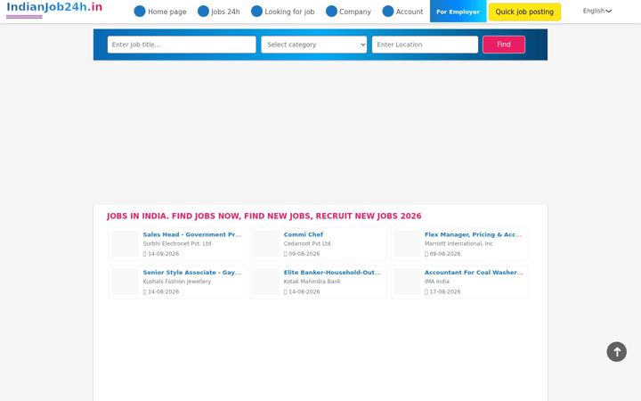 Screenshot of indianjob24h.in