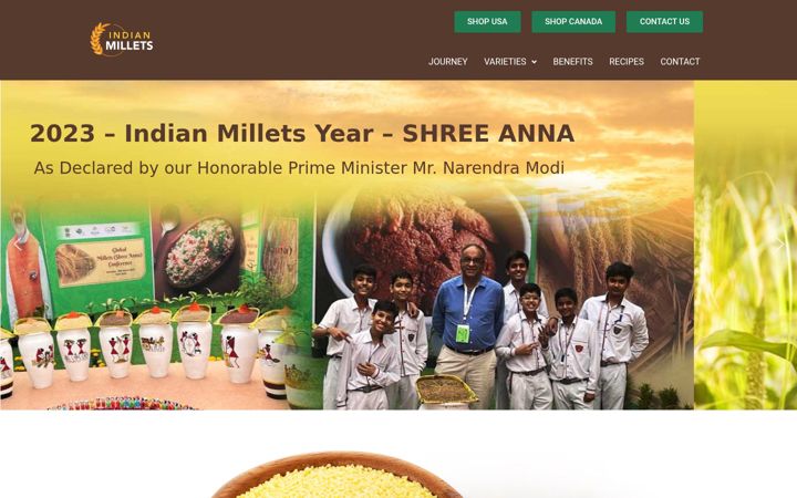 Screenshot of indianmillets.com