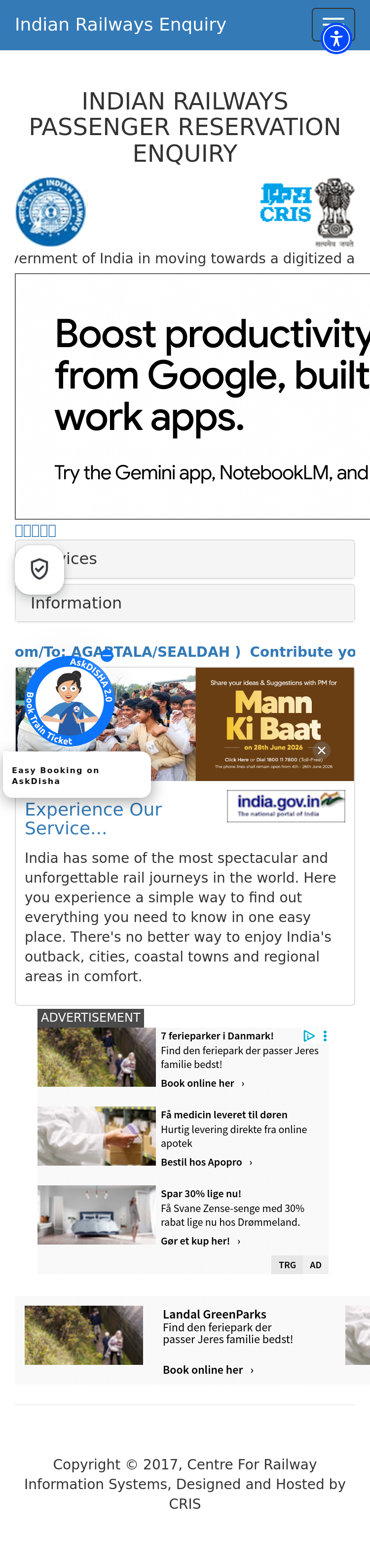 Mobile screenshot of indianrail.gov.in