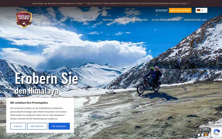 Screenshot of indianrides.de