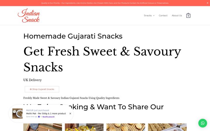 Screenshot of indiansnack.co.uk