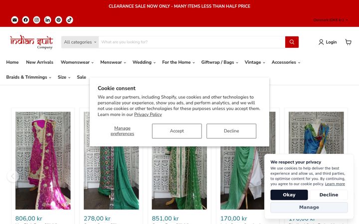 Screenshot of indiansuitcompany.com