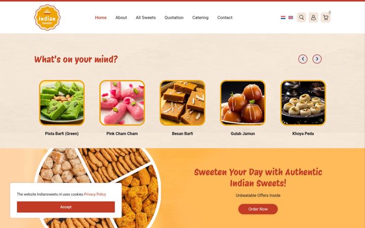 Screenshot of indiansweets.nl