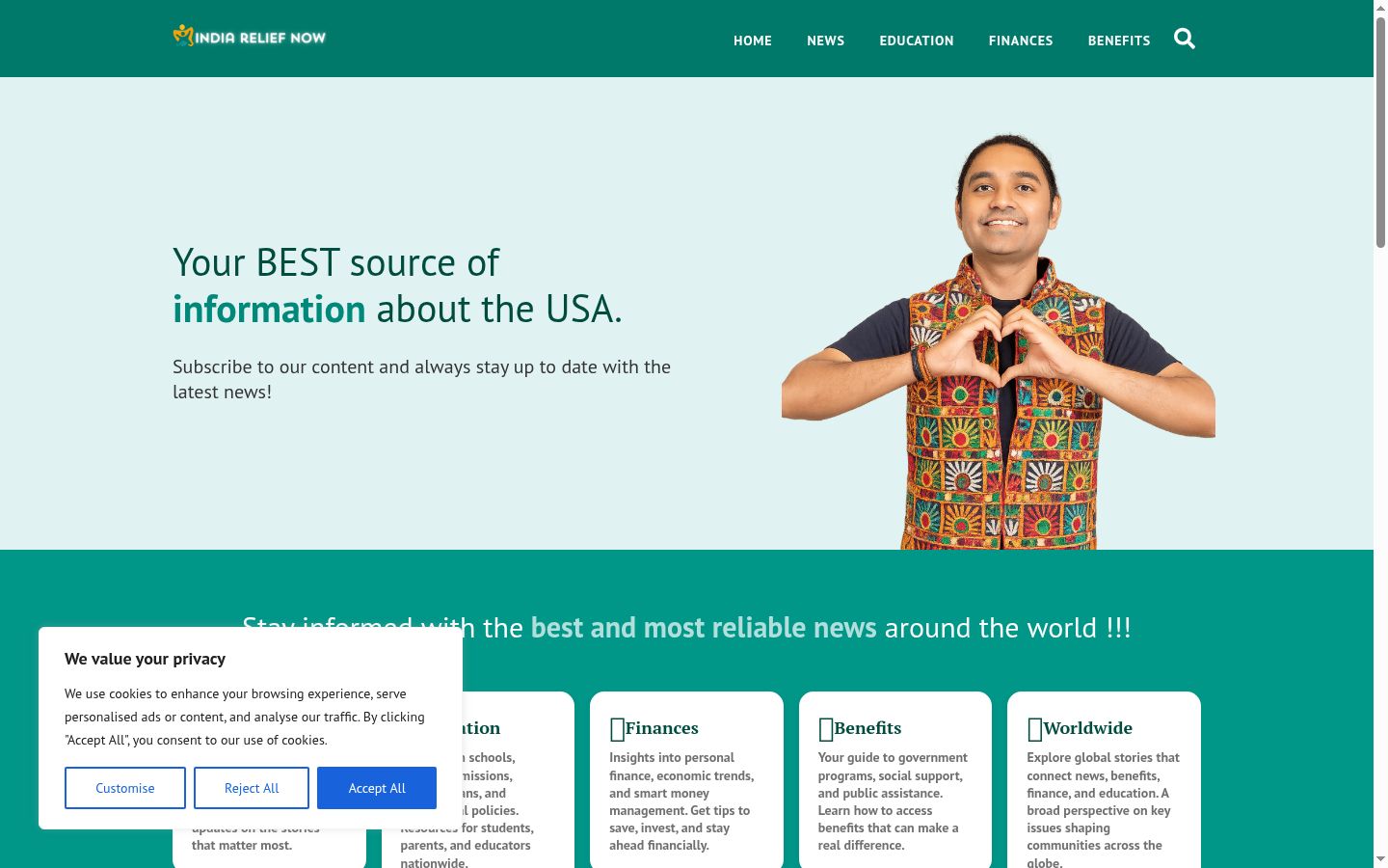 Screenshot of the consent banner shown before any interaction