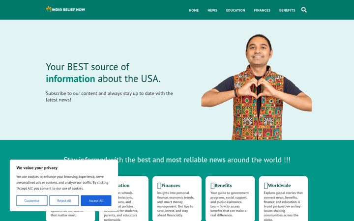 Екранна снимка на indiareliefnow.com