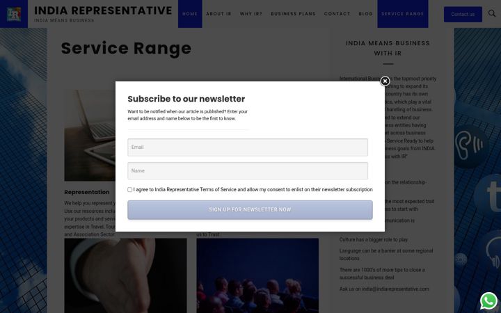 Screenshot of indiarepresentative.com