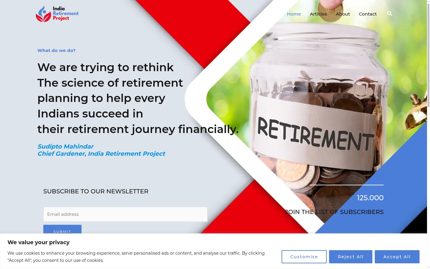 Screenshot of the consent banner shown before any interaction