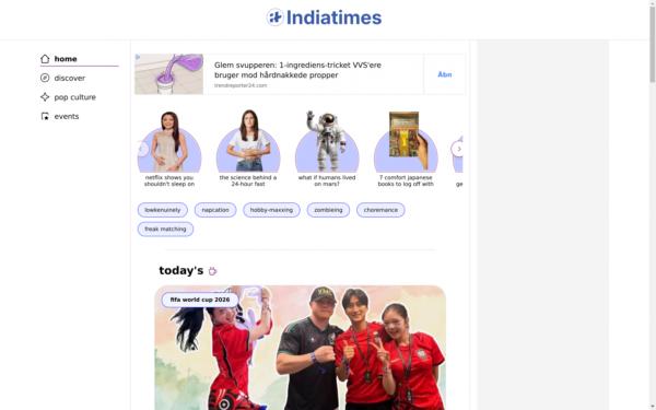 Screenshot of indiatimes.com