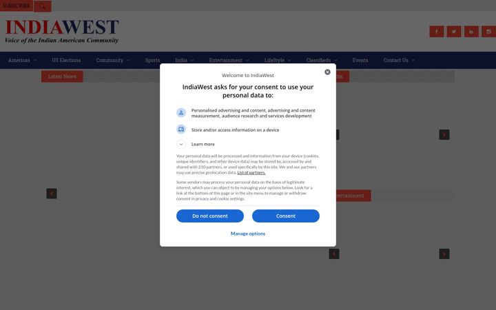 Screenshot of indiawest.com