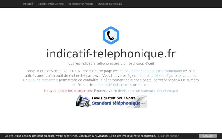 Screenshot of indicatif-telephonique.fr