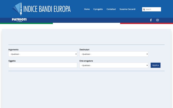 Screenshot of indicebandi-europa.it