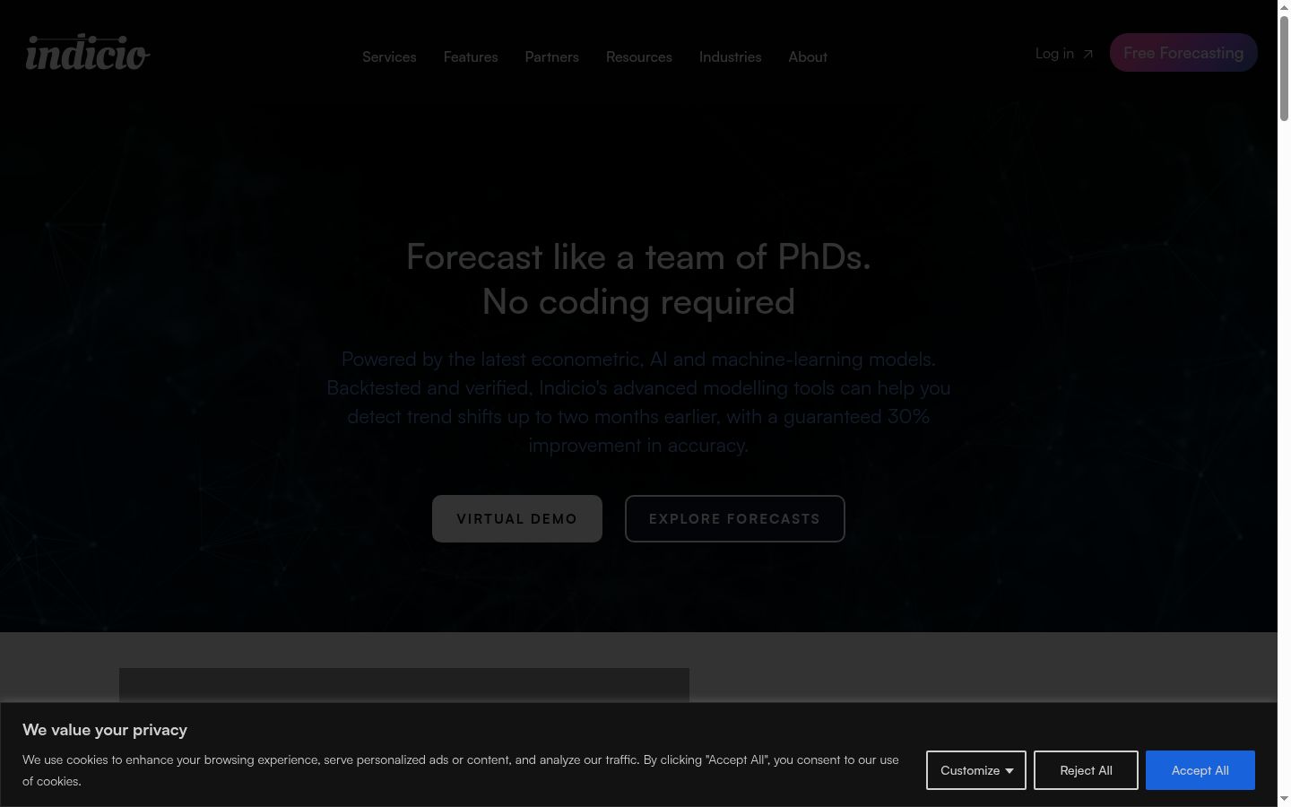Screenshot of the consent banner shown before any interaction