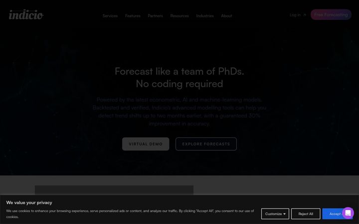 Screenshot of indicio.com