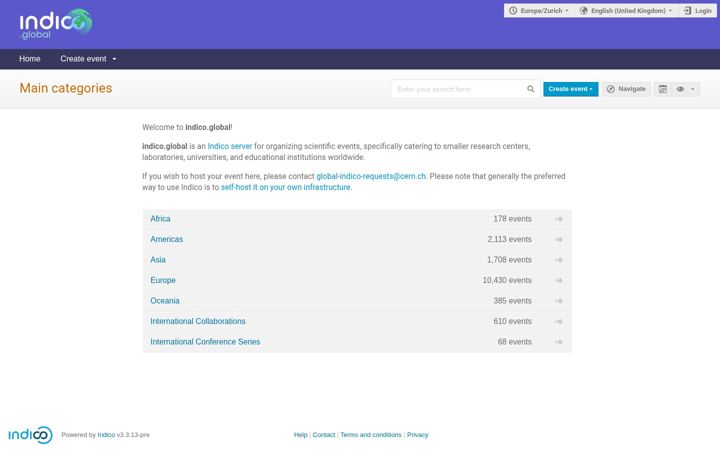 Screenshot of indico.global