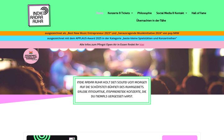 Screenshot of indie-radar-ruhr.de