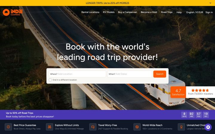 Screenshot of indiecampers.com