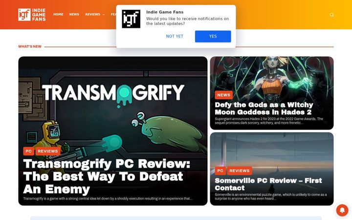 Screenshot of indiegamefans.com