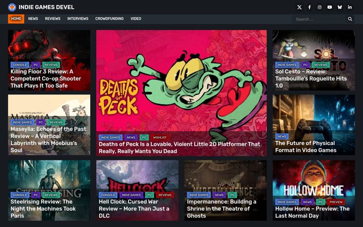 Snímek obrazovky indiegamesdevel.com