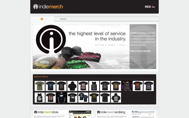 Screenshot of indiemerch.com