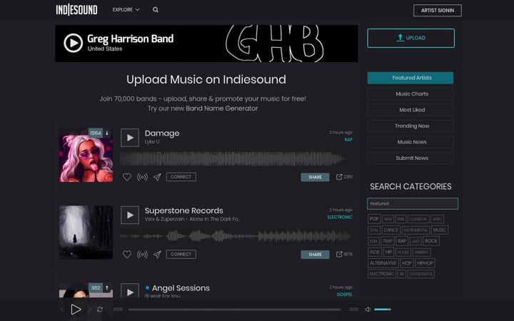 Screenshot of indiesound.com