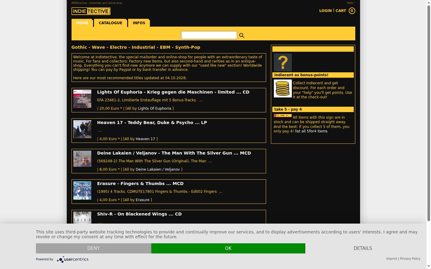 Screenshot des Einwilligungsbanners vor jeglicher Interaktion