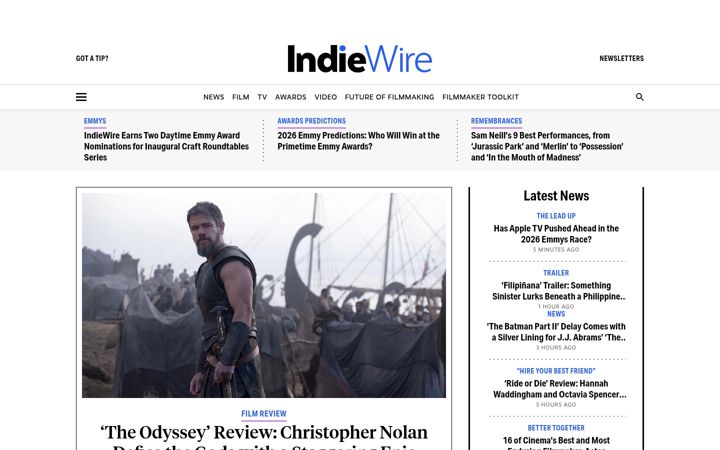 Captura de pantalla de indiewire.com