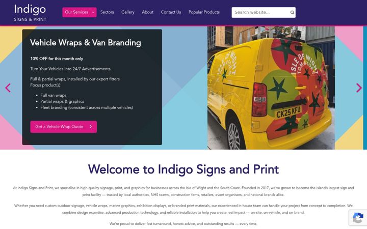 Screenshot of indigo-graphics.co.uk