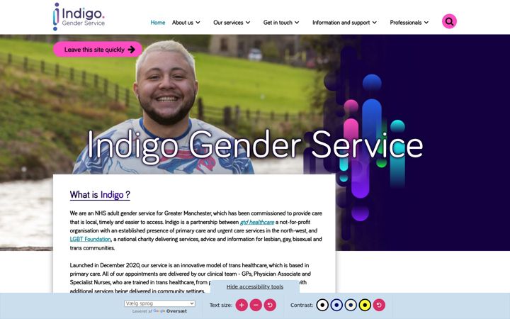 Screenshot of indigogenderservice.uk