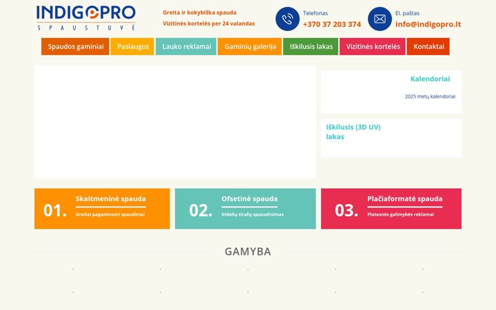 Posnetek zaslona indigopro.lt