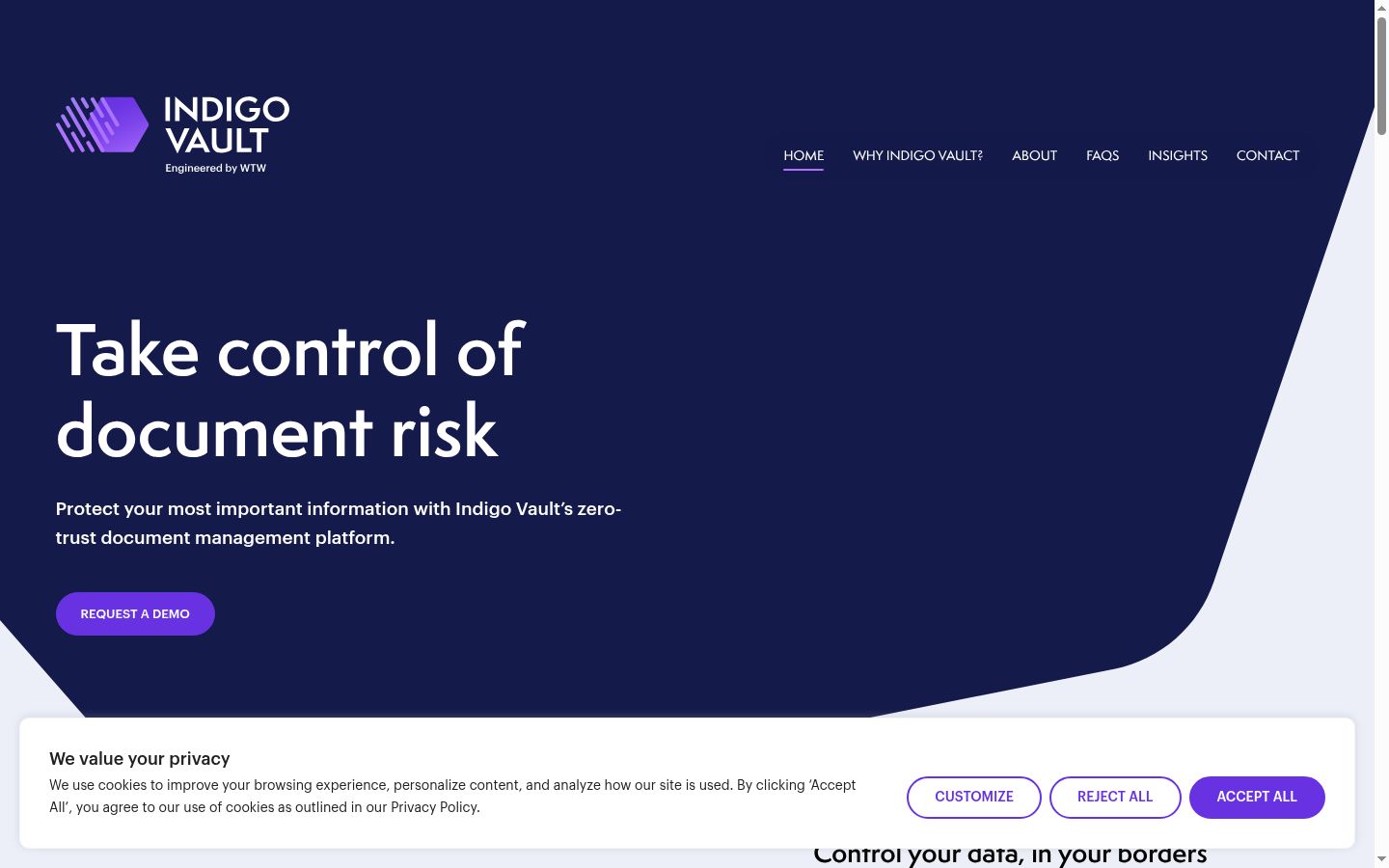 Screenshot del banner di consenso mostrato prima di qualsiasi interazione