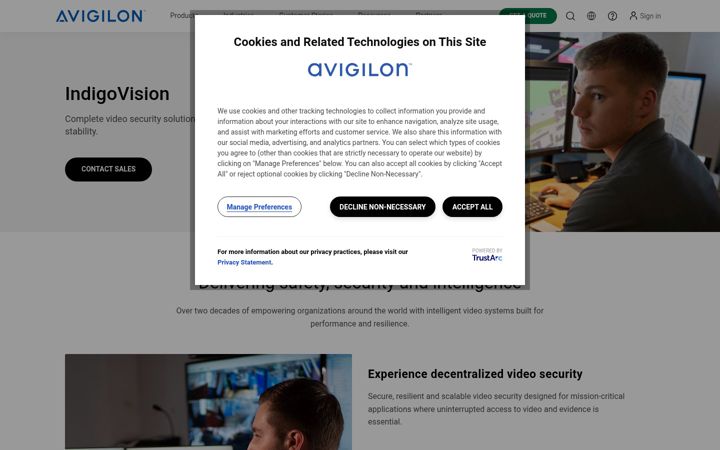 Screenshot of indigovision.com