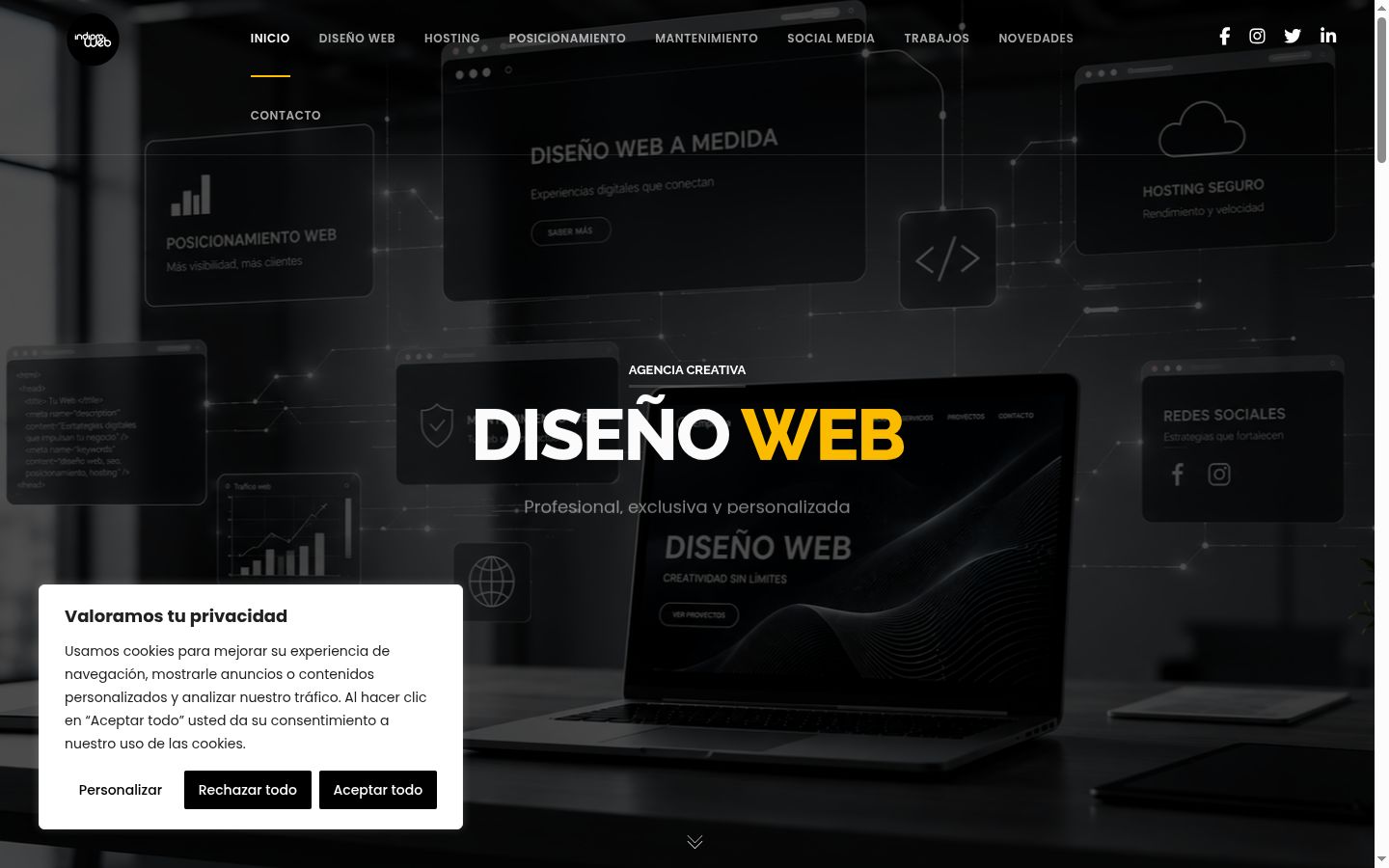 Screenshot del banner di consenso mostrato prima di qualsiasi interazione