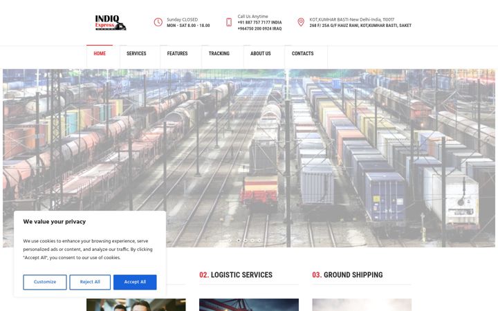 Posnetek zaslona indiqexpress.com