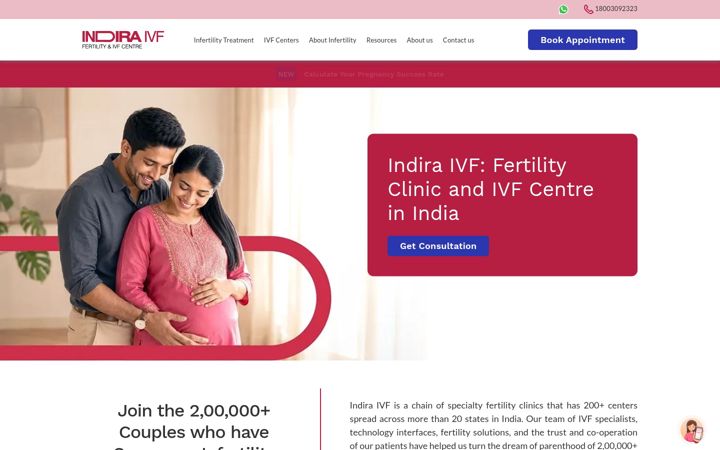 Screenshot of indiraivf.com