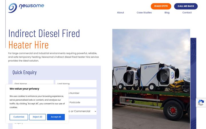 Screenshot of indirectdieselfiredheaterhire.co.uk
