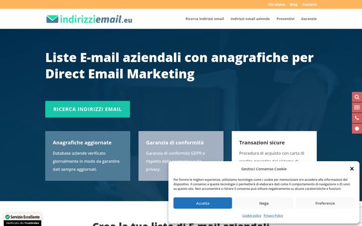 Screenshot of indirizziemail.eu