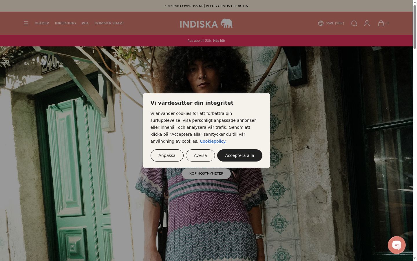 Screenshot del banner di consenso mostrato prima di qualsiasi interazione