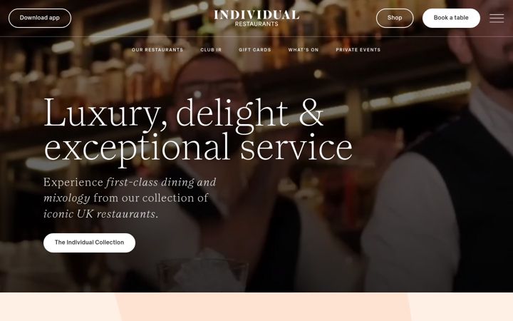 Posnetek zaslona individualrestaurants.com