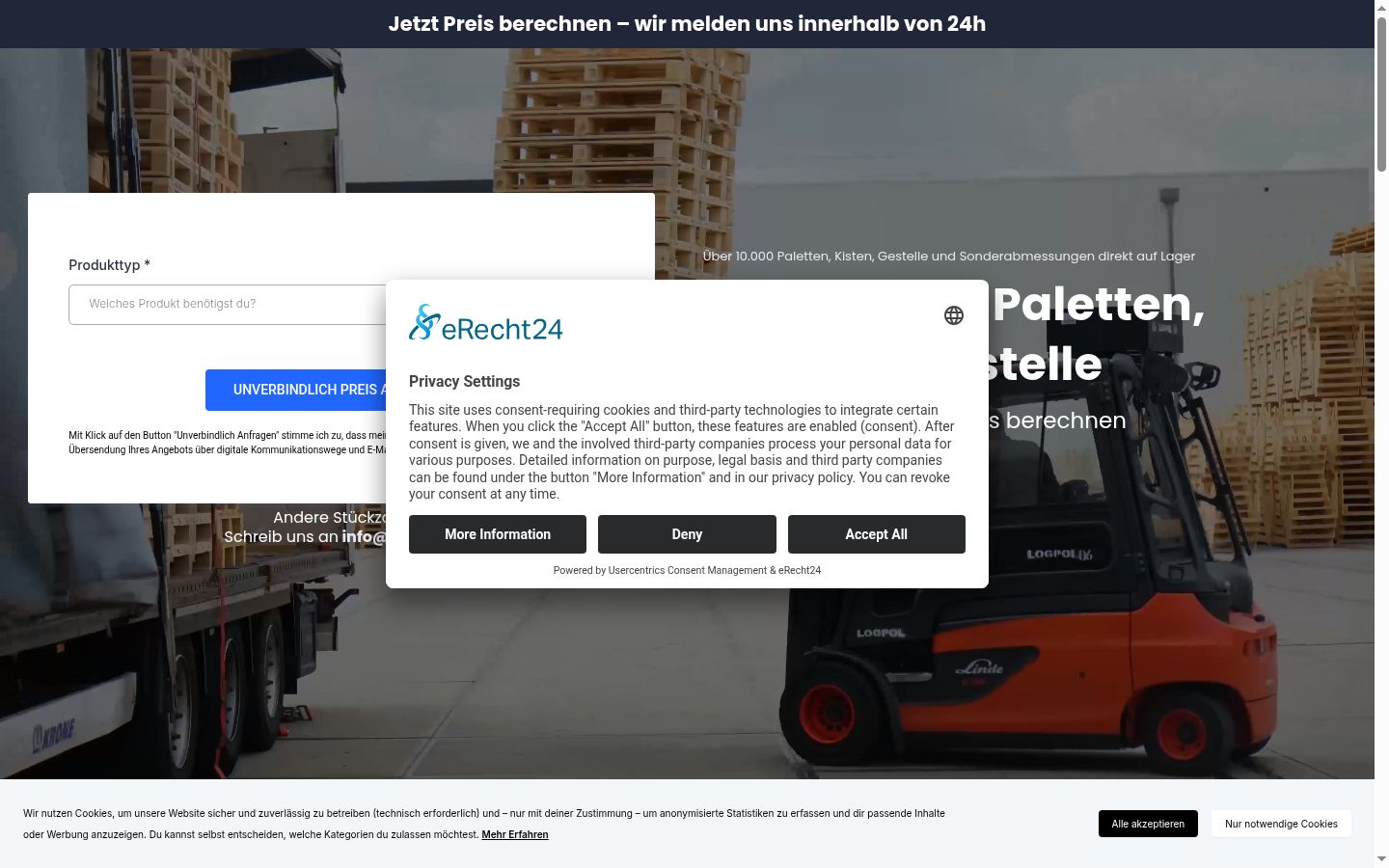 Screenshot del banner di consenso mostrato prima di qualsiasi interazione